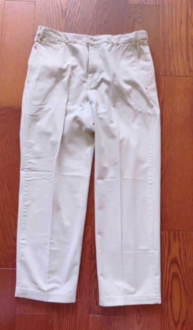 Haggar Men’s Khaki Chino Pants Beige Straight Leg 34x30 Cotton Casual